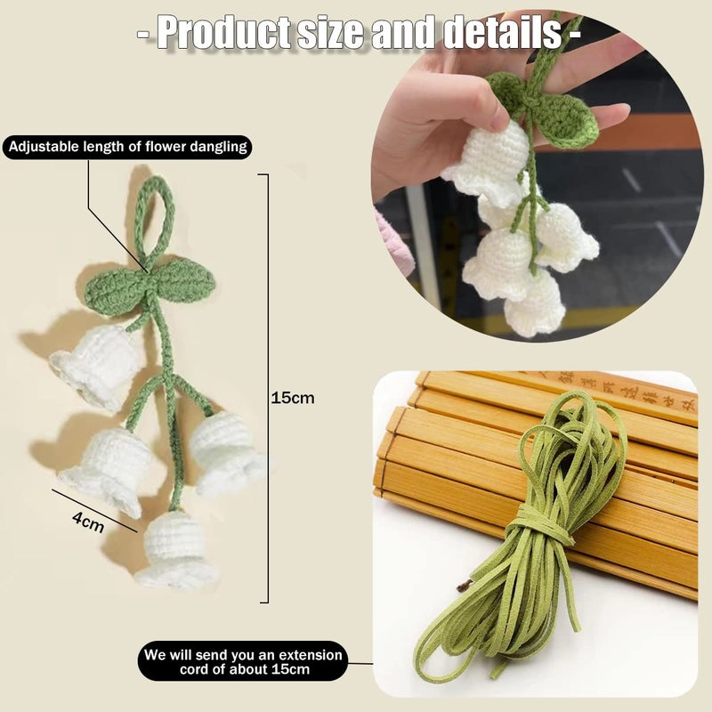 SCKUBMF Rear View Mirror Accessories Cute Car Accessories Aesthetic Handmade Knitted Rear View Mirror Pendant Ornament Kawaii Car Decor  for Car Cecorations Home Decorative Pendantscar Decorations - Image 4